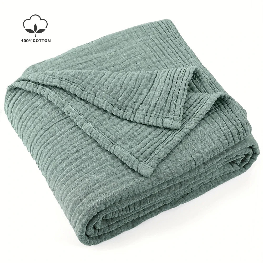 Battilo 6-Layer Muslin Cotton Throw Blanket | Boho Sofa & Bed