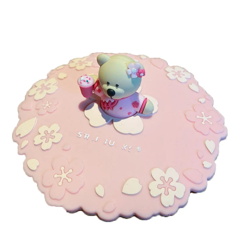 Food-grade Silicone Cup Cover Drinking Cup Cover Cute Cartoon Dustproof Universal Cup Cover Coffee Cup Cover Peaceful Pleasures Health and Wellness