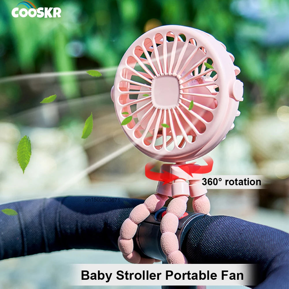 Baby Stroller Portable Fan Mini Octopus Fan Flexible Tripod Winding Vertical Air Cooling Fan USB Rechargeable Handheld Desk Fan Peaceful Pleasures Health and Wellness