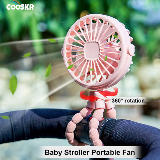 Baby Stroller Portable Fan Mini Octopus Fan Flexible Tripod Winding Vertical Air Cooling Fan USB Rechargeable Handheld Desk Fan Peaceful Pleasures Health and Wellness