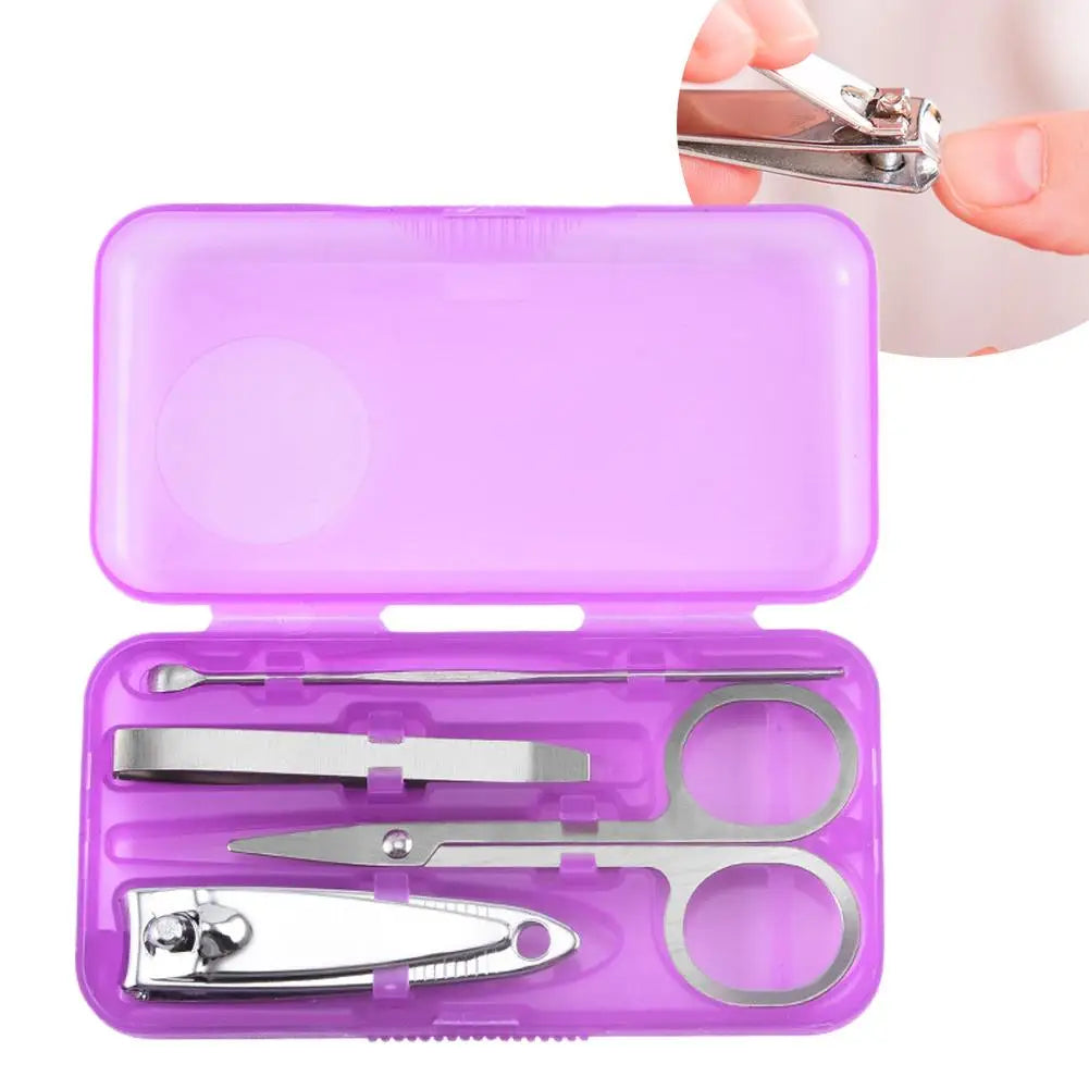 Home Nail Clipper Set of 4 Pieces Large Size Dead Skin Pliers Diagonal to Remove Dead Skin Small Eyebrow Clipper Leather Sleeve Peaceful Pleasures Health and Wellness