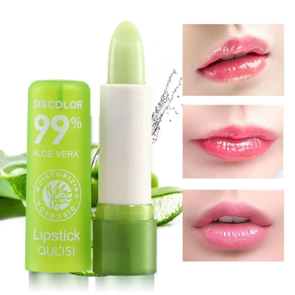 Aloe Vera Magic Color-Changing Lipstick Temperature-Activated, Long-Lasting Moisturizing Lip Balm Hydration Glossy Lips Make UP Peaceful Pleasures Health and Wellness