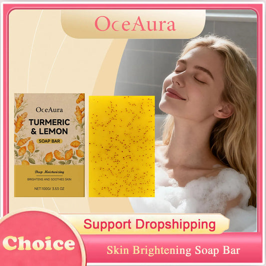 OceAura Turmeric Lemon Brightening Soap Bar – 100g Natural Brightening Soap Bar Peaceful Pleasures Health and Wellness