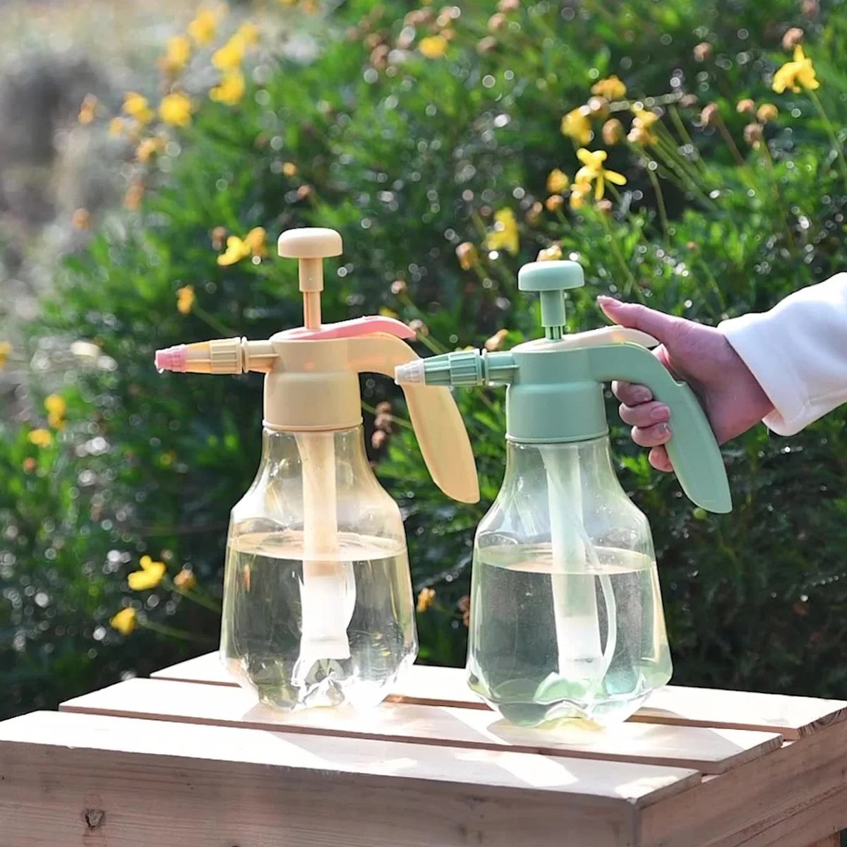 1PCS 1.5L Watering Bottle Pressure Garden Sprayer Spray Bottle With Pump Action Pressure With Adjustable Nozzle Plants Watering Peaceful Pleasures Health and Wellness
