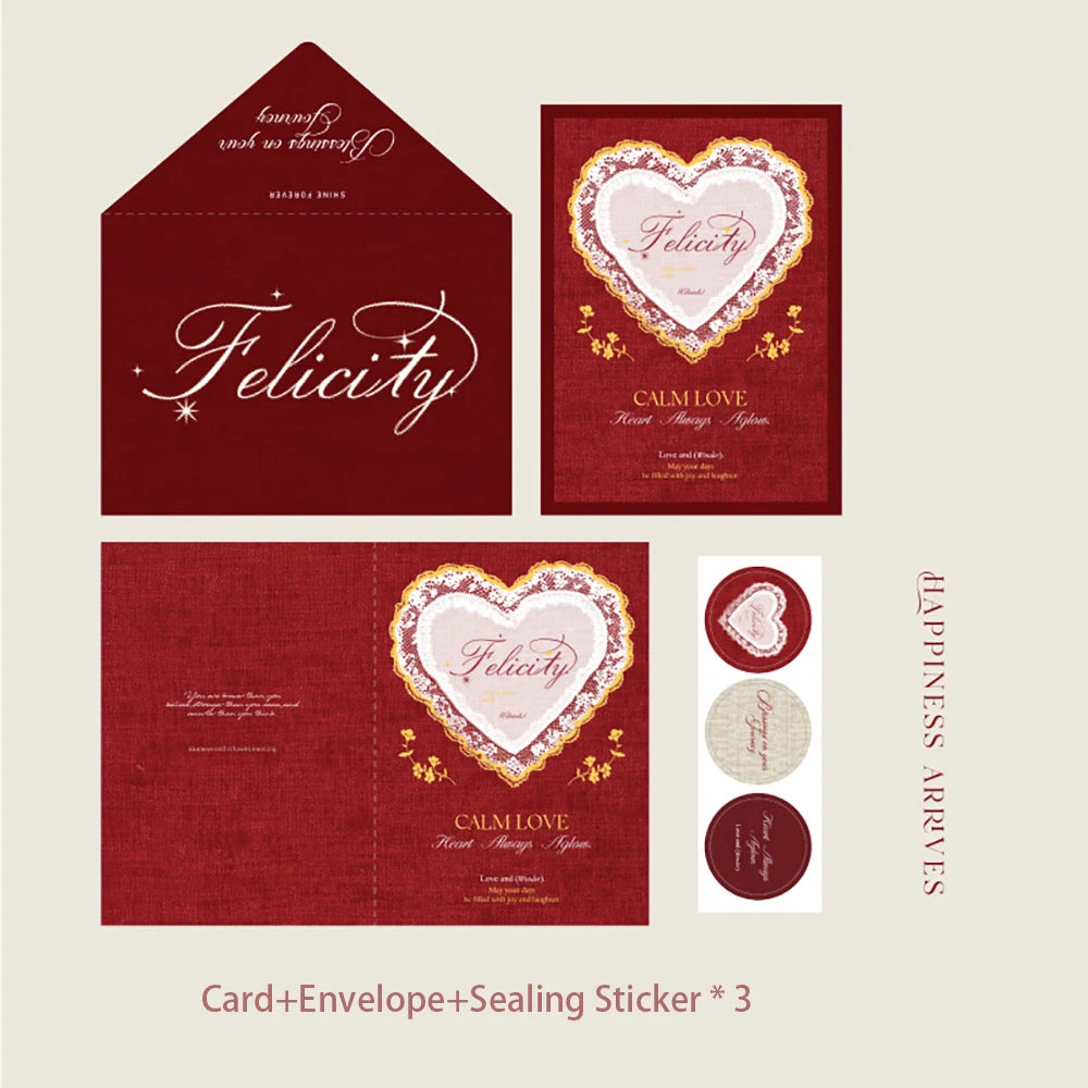 Stamping Relief Greeting Card&envelope Lace Poetry Series High-end