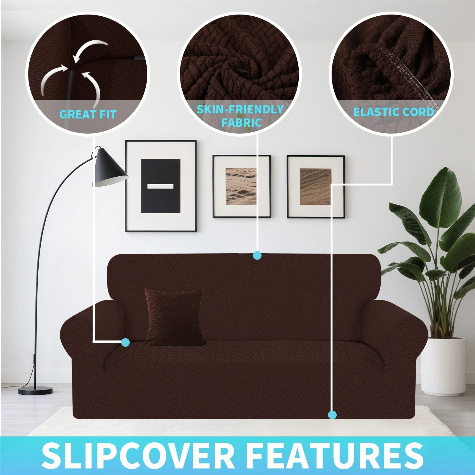 Jacquard Sofa Cover For Living Room Elastic Thick Jacquard Sofa Cover For L-shaped Corner Sofa Cover 1/2/3Seater with Pillowcase Peaceful Pleasures Health and Wellness