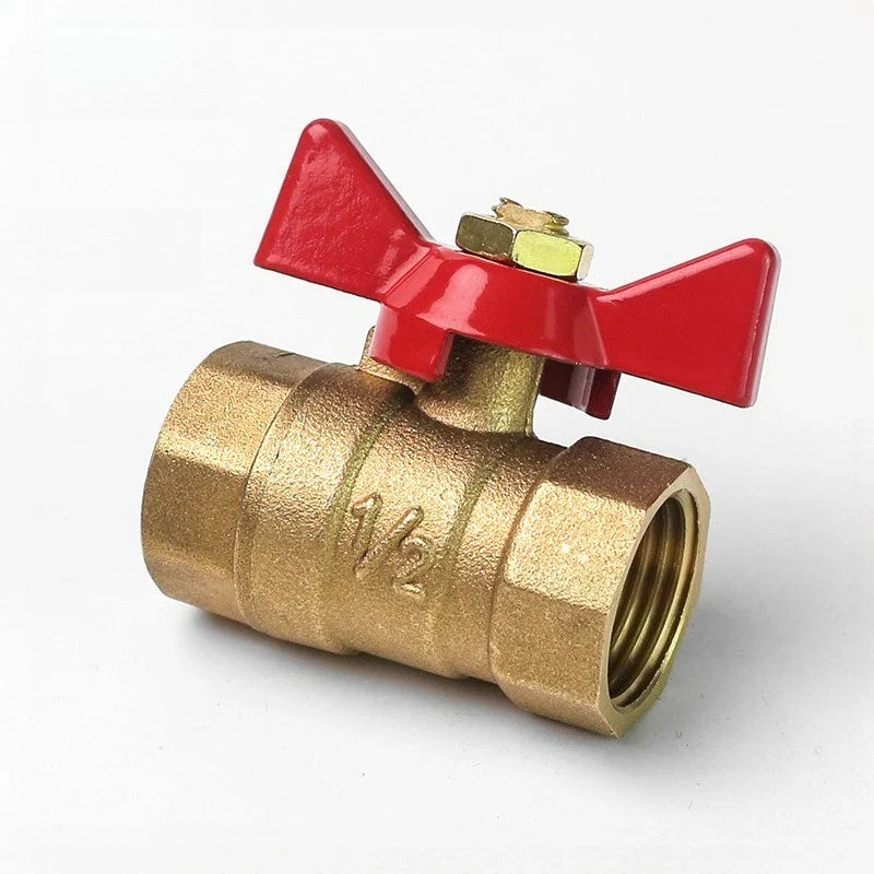 Brass Butterfly Handle Ball Valve 1/4"–3/4" Female Thread Shut-Off