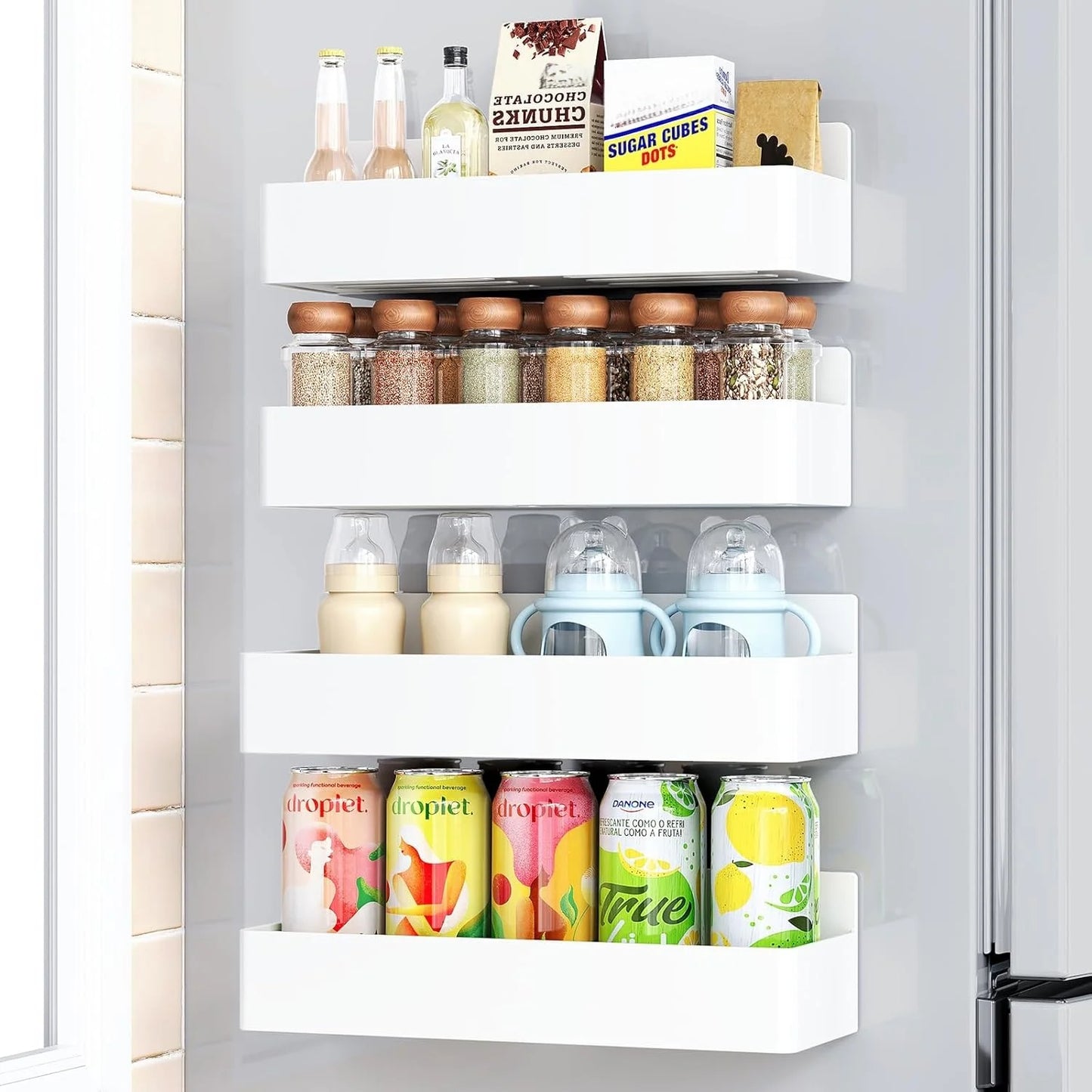 2-Pack Magnetic Spice Rack & Fridge Shelf Organizer