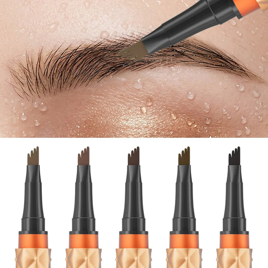 Hello Kiss 4-Fork Tip Microblading Eyebrow Pen – Waterproof Eyebrow Pencil Oasis Select