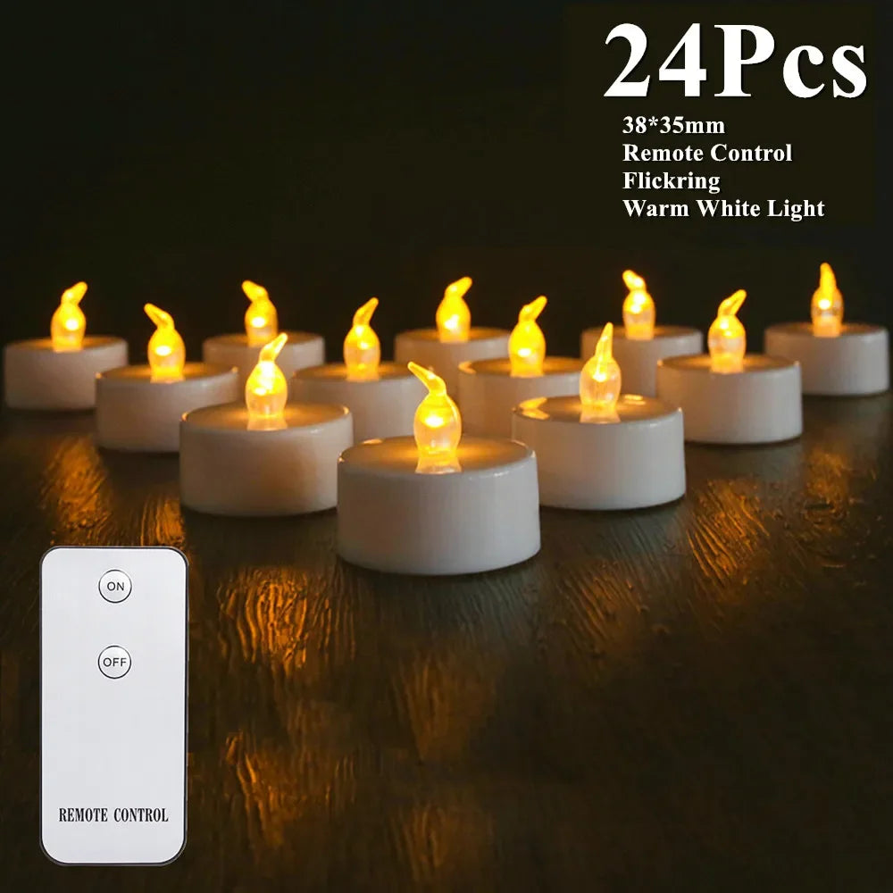 LED Tea Lights Candles Realistic Flickering Battery Operated Tealights Long Lasting Electric Candles for Christmas Wedding Decor Peaceful Pleasures Health and Wellness 24Pcs with Control
