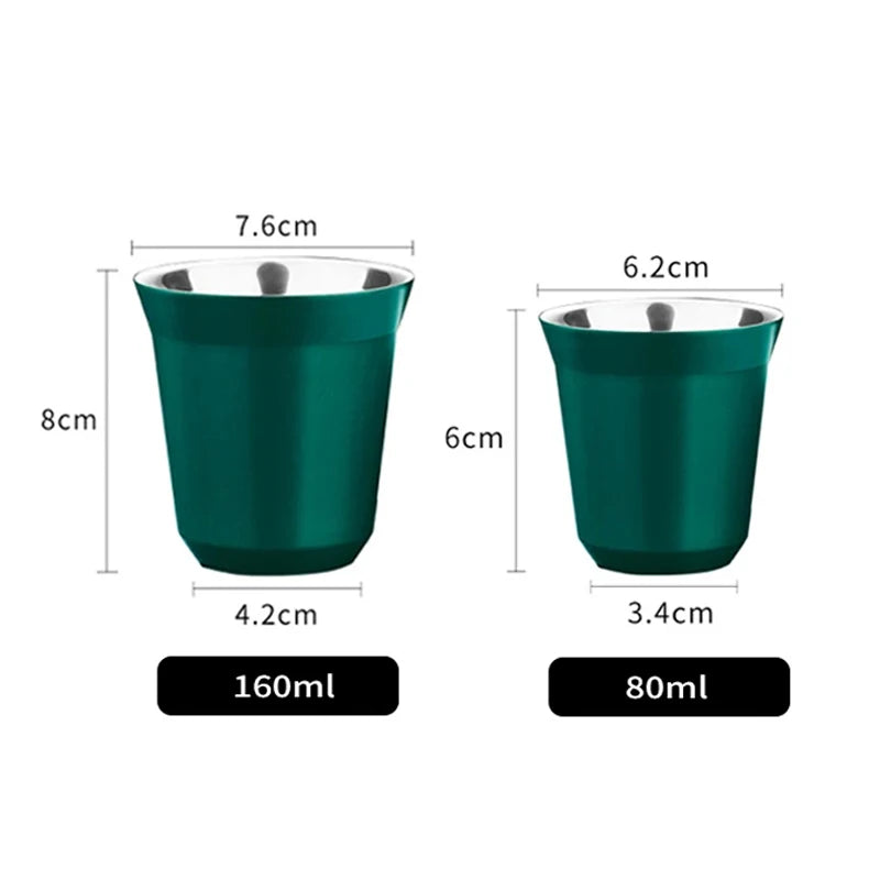 Double Wall Insulated Stainless Steel Espresso Cup Capsule Coffee Mug Metal Drinking Demitasse Cup For Home Indoor or Outdoor Peaceful Pleasures Health and Wellness