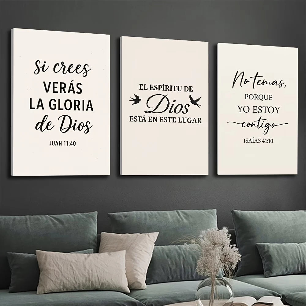 3-Piece Spanish Bible Verse Canvas Wall Art Inspirational Print