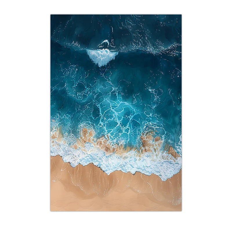 Ocean Coastal Canvas Wall Art | Nordic Beach Poster Print Canvas Wall Art Peaceful Pleasures Health and Wellness 04 15x20cm No Frame China Mainland