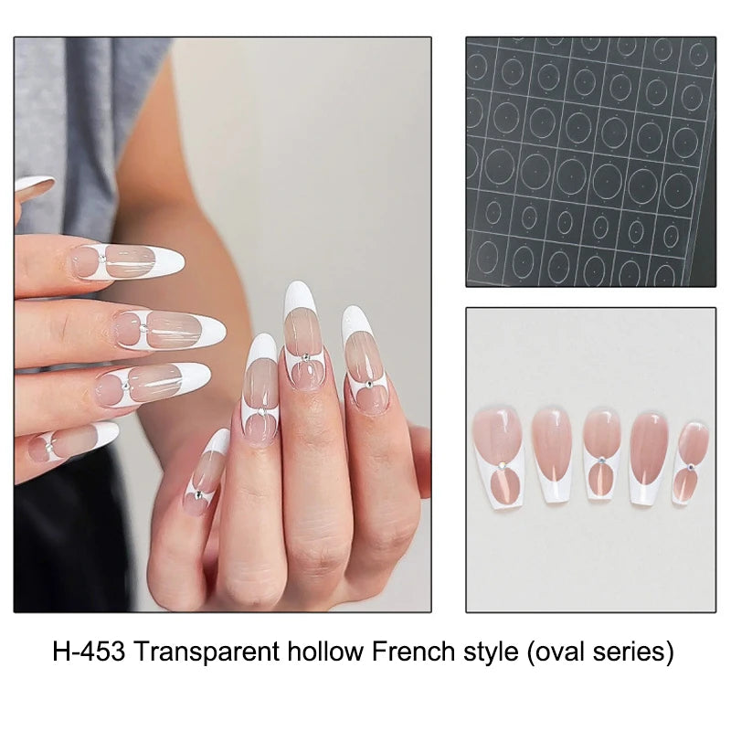 Fully Transparent Hollow French Nail Stickers Spray Painting Stencil French Edges Templates Patting Glue Adhesive Auxiliary Tool Peaceful Pleasures Health and Wellness