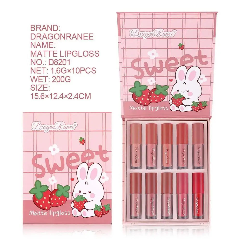 Dragon Ranee 10-Pc Matte Liquid Lipstick Set – Waterproof & Long Lasting