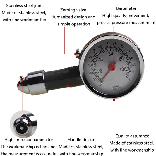 Tire Pressure Gauge Multi-functional Tire Pressure Gauge Mechanical High-precision Automotive Tire Pressure Gauge Box Peaceful Pleasures Health and Wellness