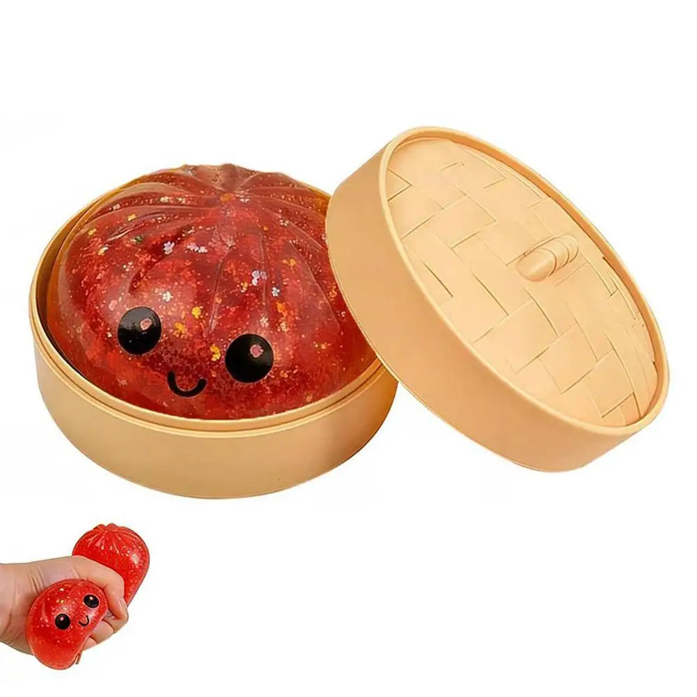 Colorful Crystal Buns Stress Relief Squeeze Toy Peaceful Pleasures Health and Wellness Red