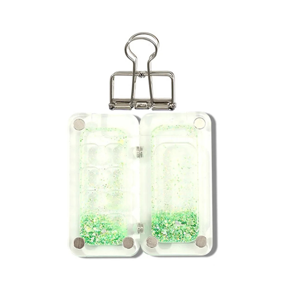 Acrylic Watercolor Paint Palette Magnetic Quicksand Travel Painting Tray Foldable Waterproof Paint Pigment Box Outdoor Peaceful Pleasures Health and Wellness -Green-8 Grid