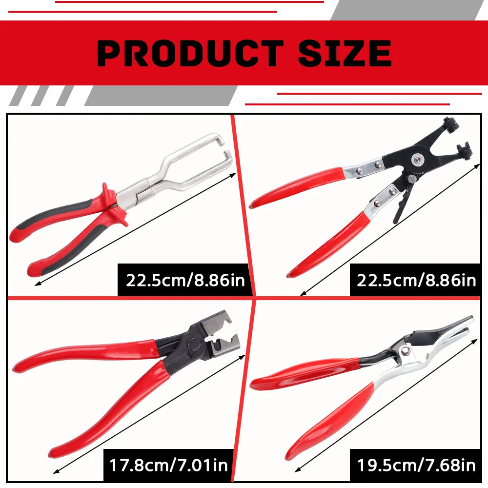 4PCS Hose Clamp Pliers Set Car Oil Fuel Pipe Separation Filter Clamp Pliers Professional Labor-Saving Auto Repair Hand Tools Peaceful Pleasures Health and Wellness