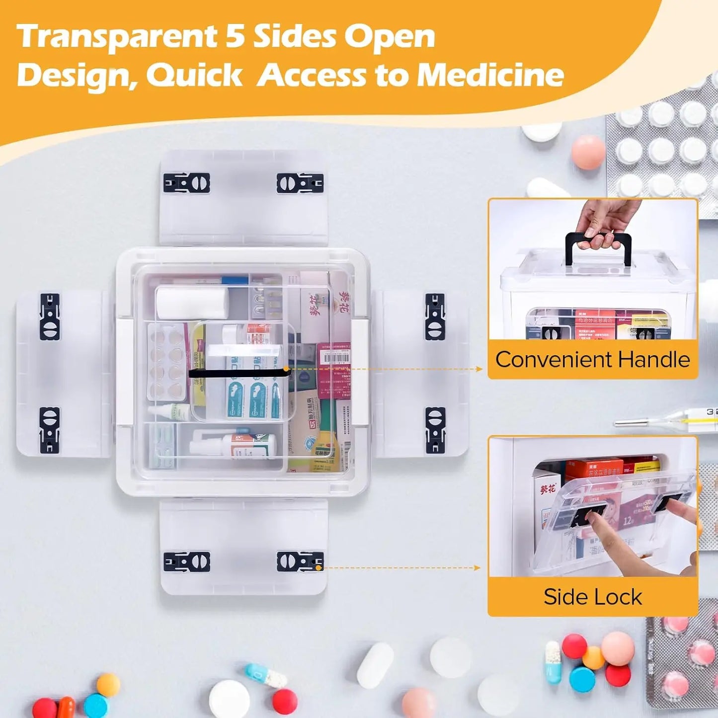 18QT Clear Medical Storage Box – Wheels, Removable Tray & Handles for First Aid Organization Storage Box Peaceful Pleasures Health and Wellness