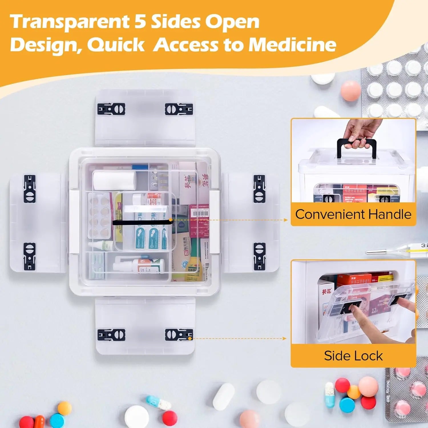 18QT Clear Medical Storage Box – Wheels, Removable Tray & Handles for First Aid Organization Storage Box Peaceful Pleasures Health and Wellness