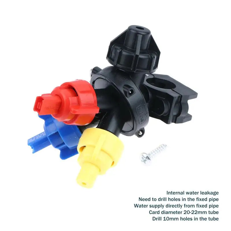 3 Heads Spray Tube Fittings Pipe Clamp Adjustable Sector Prevent Dripping Garden Watering Agricultural Sprayer Connect Tool Peaceful Pleasures Health and Wellness 01