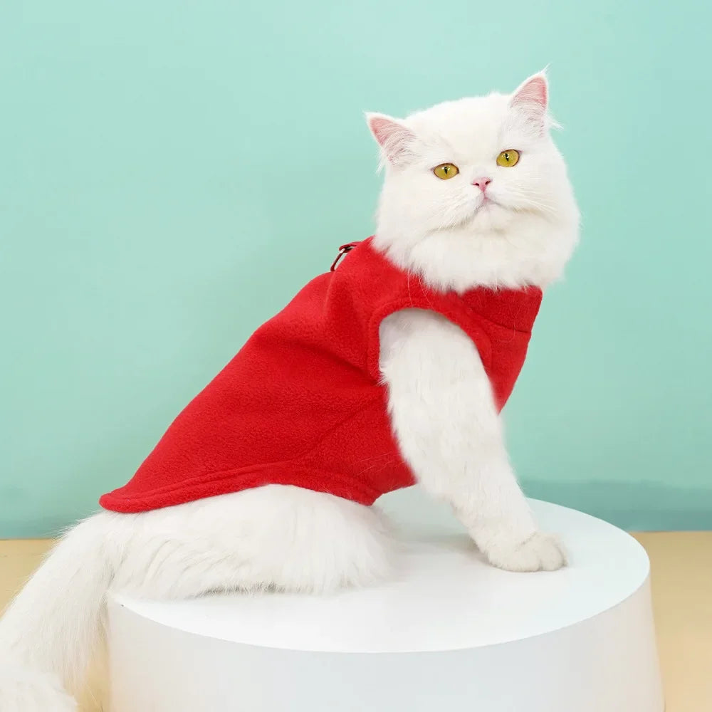 Polar Fleece Cat & Dog Vest – Cozy Soft Pet Hoodie S/M/L
