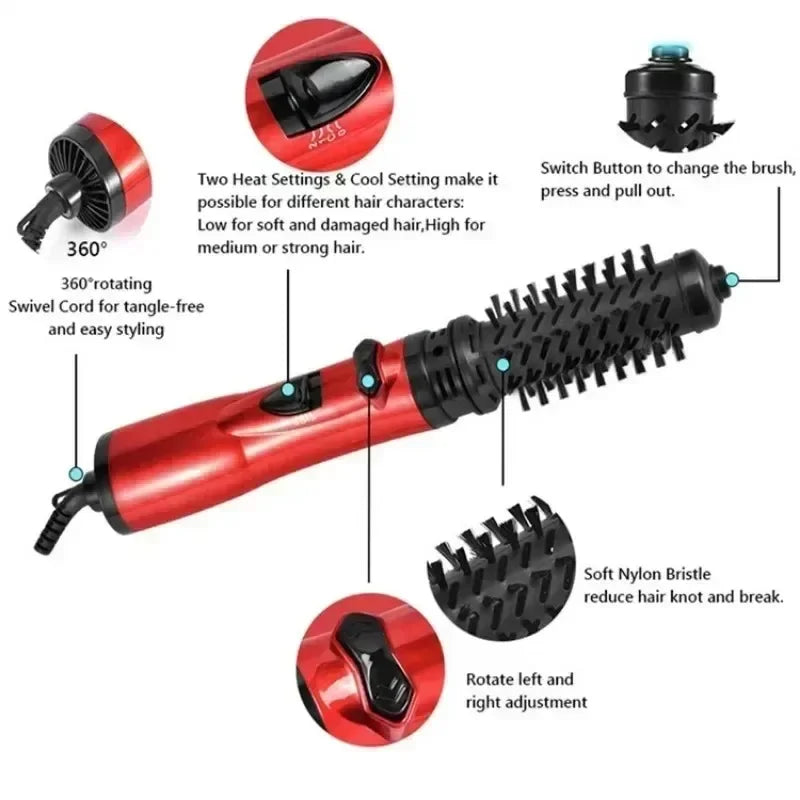 Hair Dryer Brush, Electric Comb, Hair Straightener, Hot Air Comb, Negative Ion Hair Styler, 3 in 1 Rotating Peaceful Pleasures Health and Wellness