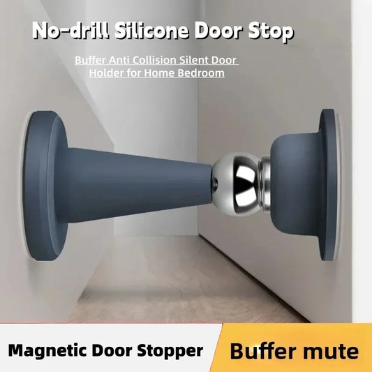 No-Drill Magnetic Silicone Door Stop | Silent Floor Stopper Magnetic Door Stopper Peaceful Pleasures Health and Wellness
