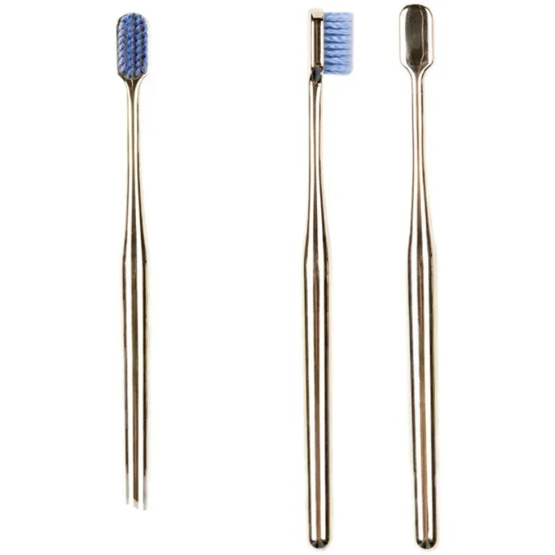 Luxury Soft Toothbrush Men Women Adult Tooth Brush Electroplate Gold Color Dental Brushes Toothbrushes Customizable Wholesale Peaceful Pleasures Health and Wellness