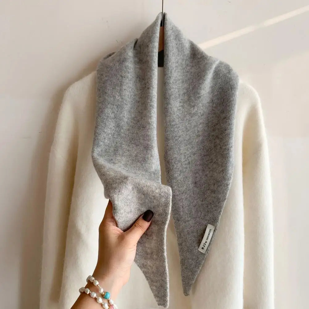 Korean Knit Triangle Scarf – Women's Warm Wool Neck Wrap Shawl Knitted Neck Scarf Peaceful Pleasures Health and Wellness
