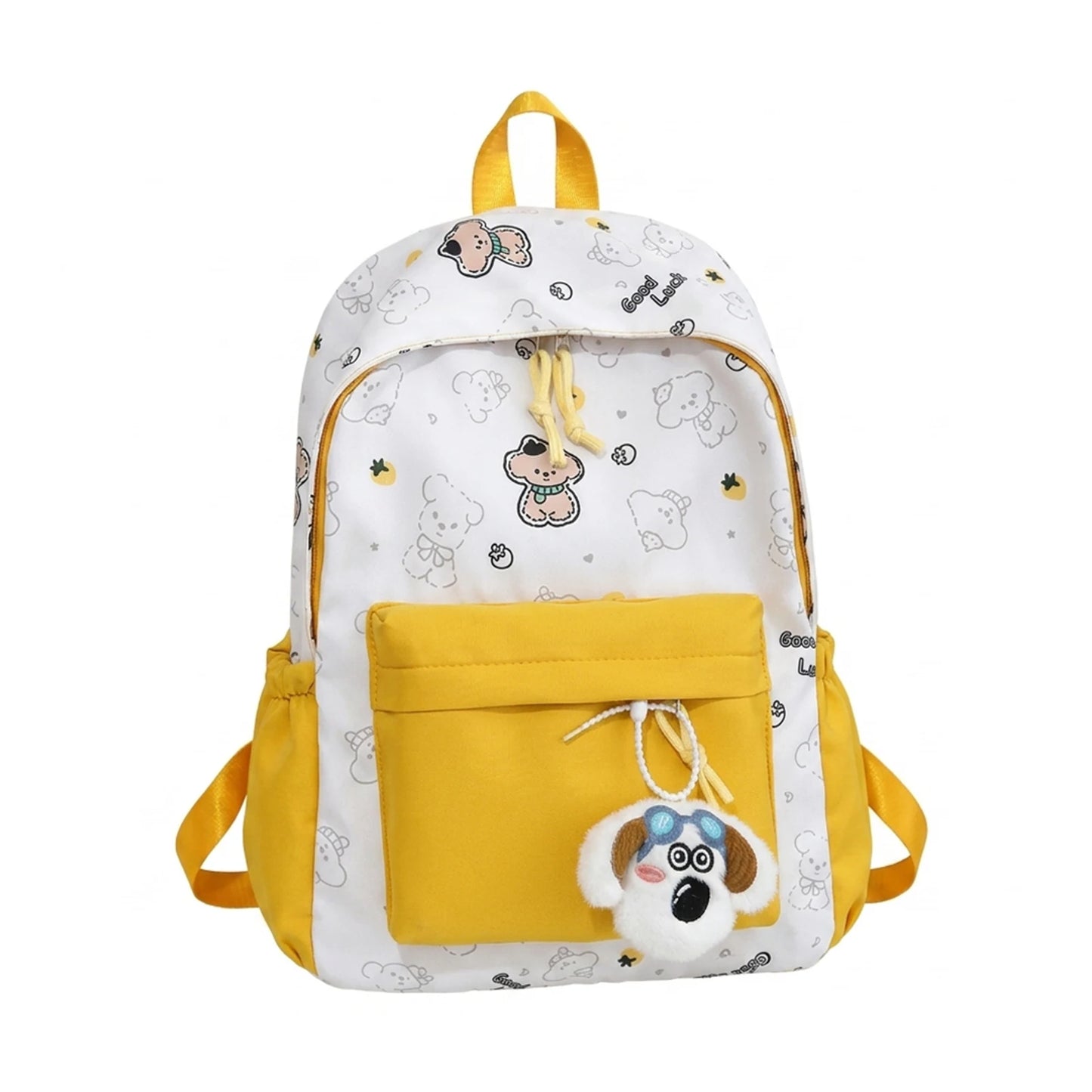 School Style Cartoon Backpack For Teen Girls Durable Waterproof School Bag With Laptop Compartment Peaceful Pleasures Health and Wellness YELLOW