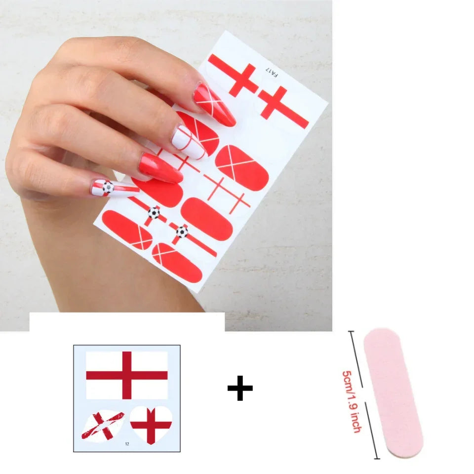 3-Piece Flag Nail Sticker & Foil Art Accessories Set Peaceful Pleasures Health and Wellness England 3pcs