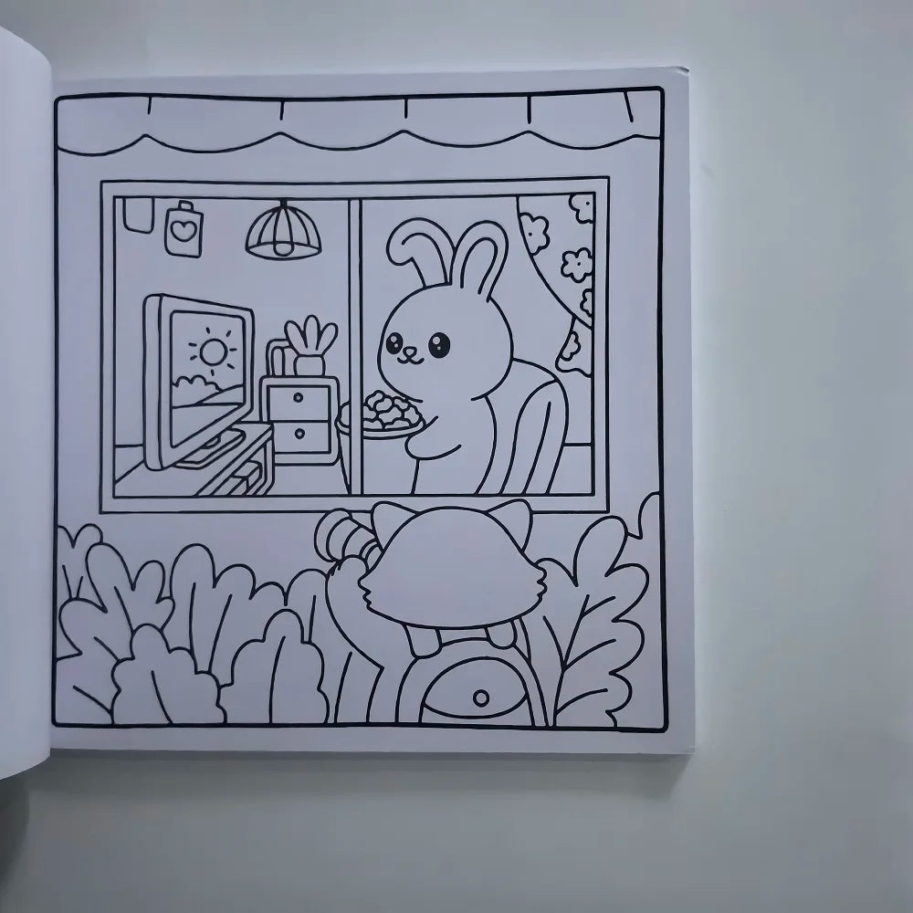 Teen Adult Stress Relief Coloring Book Cute Animals Calming Scenes