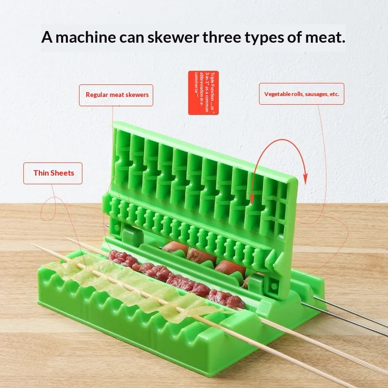 Reusable Single Row Kebab Maker BBQ Meat Skewer Machine Kebab Press Maker Plastic BBQ Skewer Maker Kebab Preparation BBQ Tool Peaceful Pleasures Health and Wellness