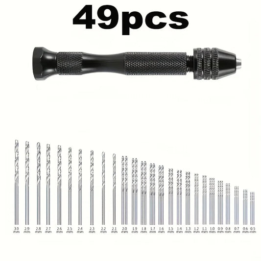 Ergonomic Aluminum DIY Hand Drill Featuring Keyless Chuck Alloy Bits Peaceful Pleasures Health and Wellness 49PCS