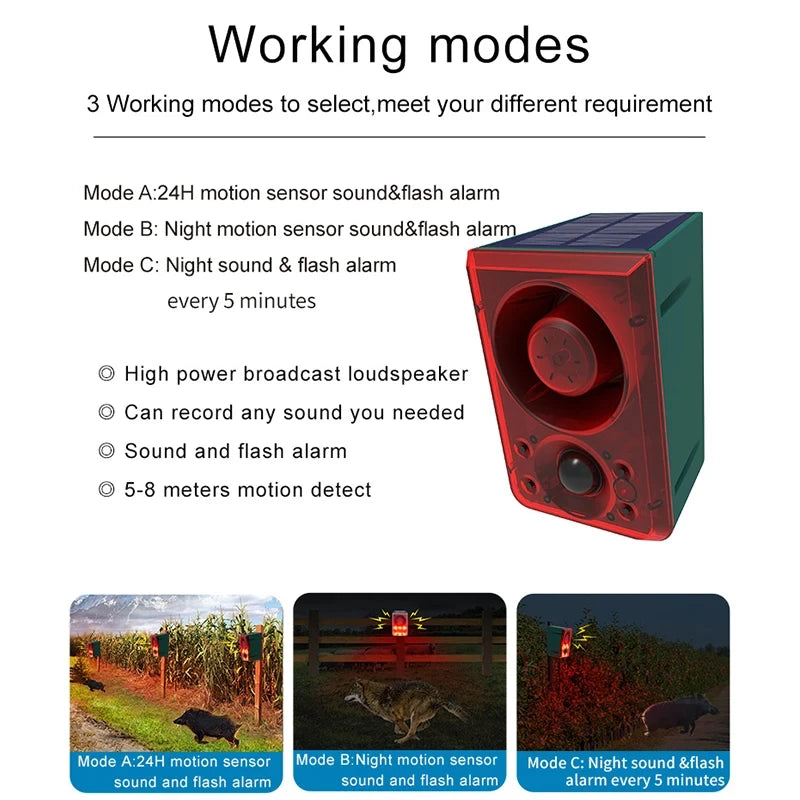 Solar Strobe Alarm Siren Security Light Outdoor Waterproof 3 Levels Adjustable Volume With Remote Control for Farm Yard Peaceful Pleasures Health and Wellness