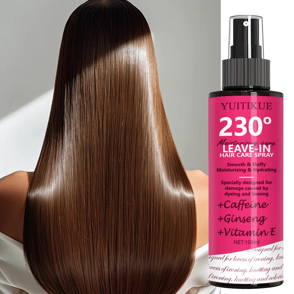 YUITIKUE leave-in spray contains caffeine and ginseng, instantly repairs dyed/heat-damaged hair, making it smooth and voluminous Peaceful Pleasures Health and Wellness