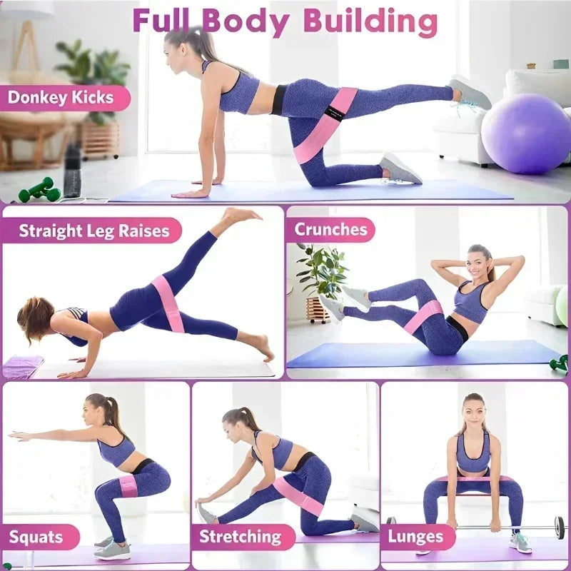 Fabric Resistance Hip Booty Bands Glute Thigh Elastic Workout Squat Circle Stretch Fitness Strips Loops Yoga Gym Equipment 3Pcs Peaceful Pleasures Health and Wellness