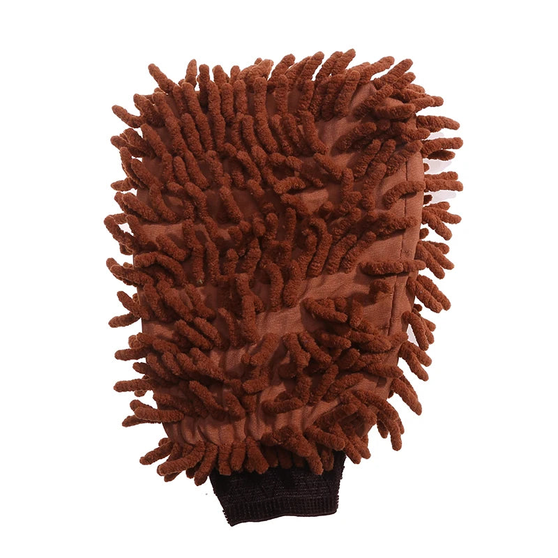 Car Washing Tools Chenille Car Wiping Gloves Coral Velvet Water Absorbing Cleaning Products Lock Mouth Waterproof Caterpillar Peaceful Pleasures Health and Wellness Coffee color