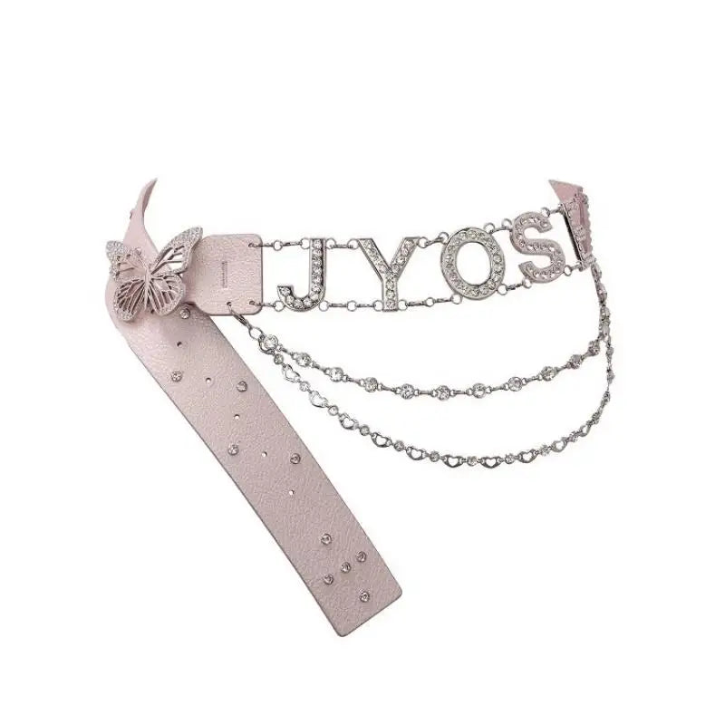 Rhinestone Y2K Letter Belt – PU Butterfly Chain Women's Belt