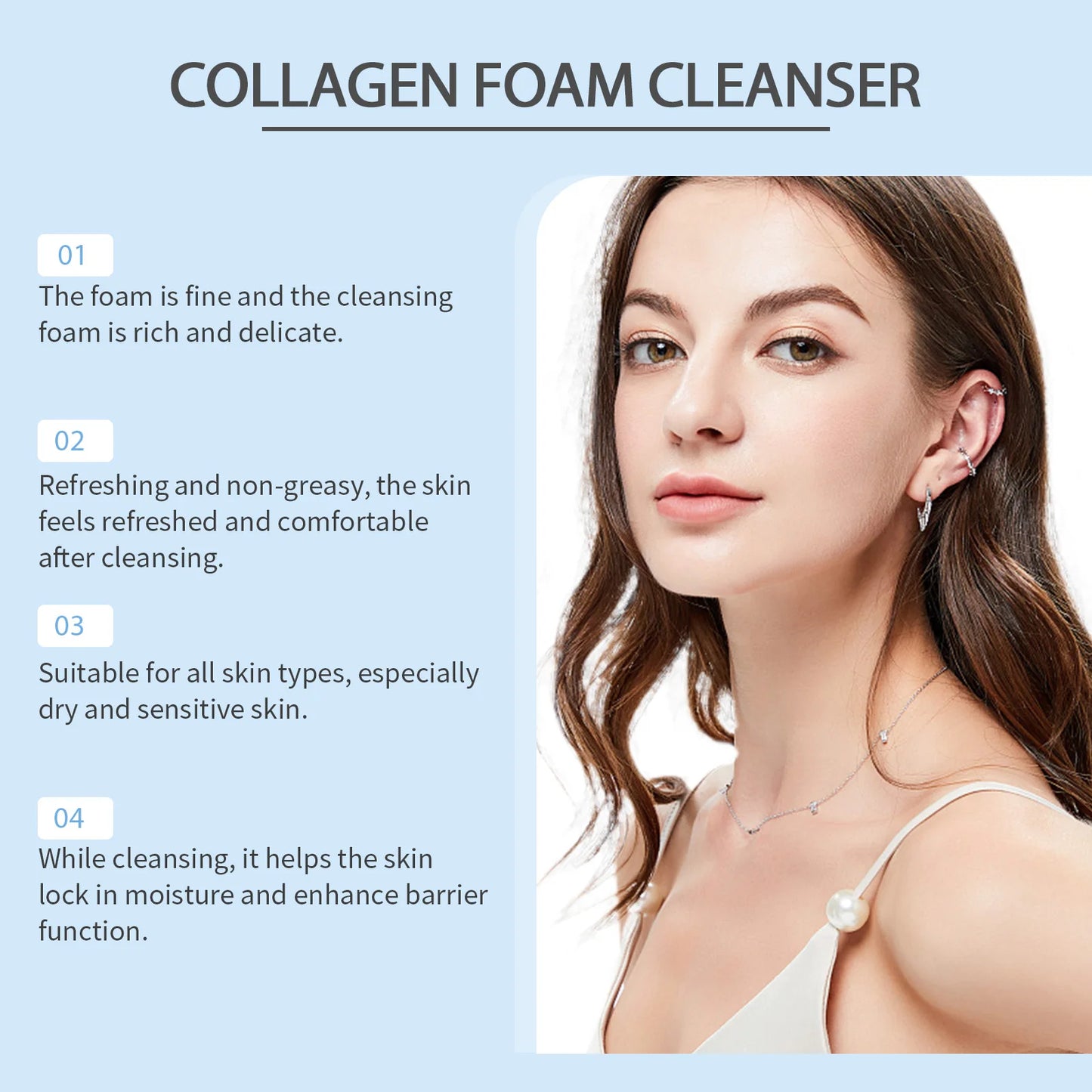 Collagen Facial Cleanser Mousse – Oil Control & Firming Foam