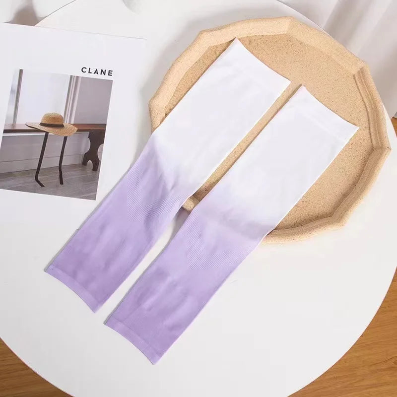 Gradient Sunscreen and Colorful Ice Silk Sleeves Peaceful Pleasures Health and Wellness White Purple