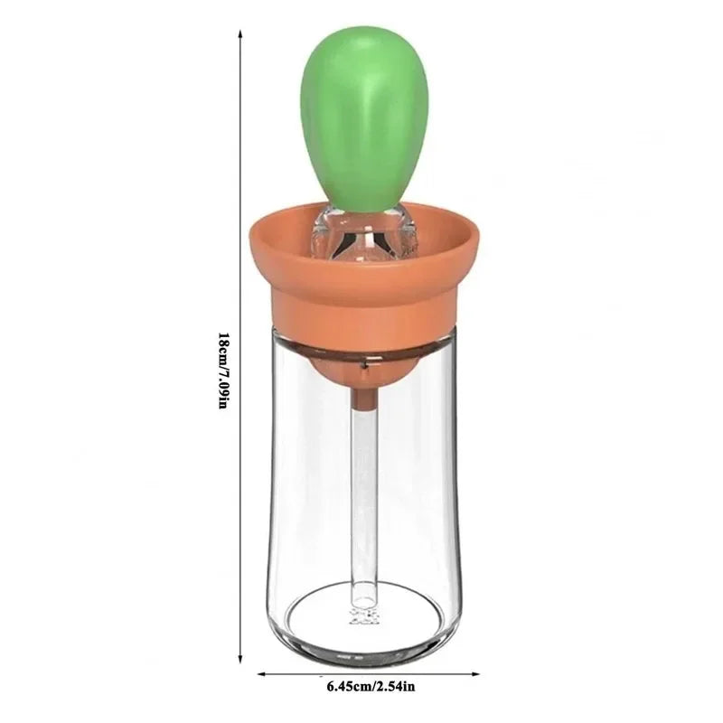 2 in 1 Silicone Dropper Measuring Oil Dispenser Bottle Glass Olive Oil Dispenser Bottle With Silicone Brush Cooking Kitchen Tool Peaceful Pleasures Health and Wellness
