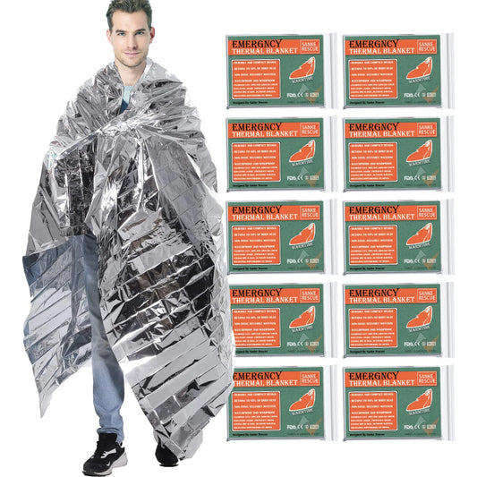 130/160*210CM Emergency Blanket Low Temperature Rescue First Aid Kit Insulation Blanket Lifesaving Warm Insulation Survival Edc Peaceful Pleasures Health and Wellness Silver X 10