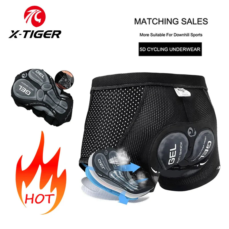 X-TIGER Men's 5D Gel Padded Cycling Boxer Shorts – MTB & Road