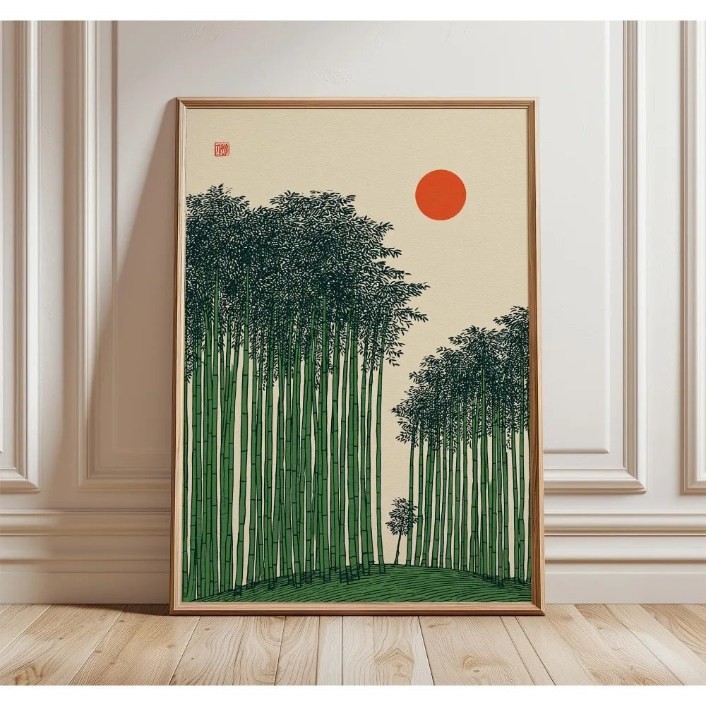 Japanese Tree Retro Landscape Wall Art Poster | Frameless Print