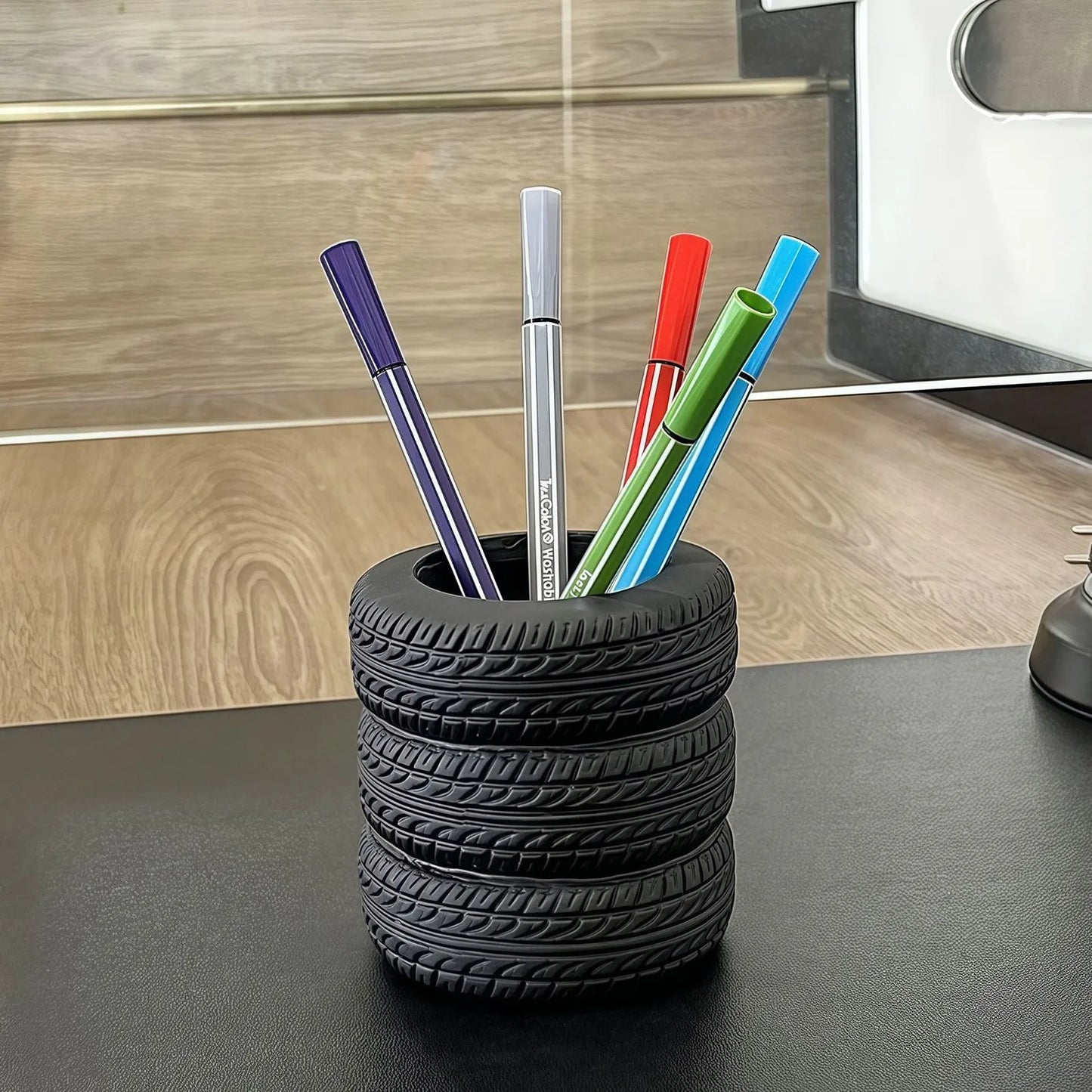 Tire Shaped Pen Holder | Creative Desk Organizer & Decor Pen Holder Peaceful Pleasures Health and Wellness