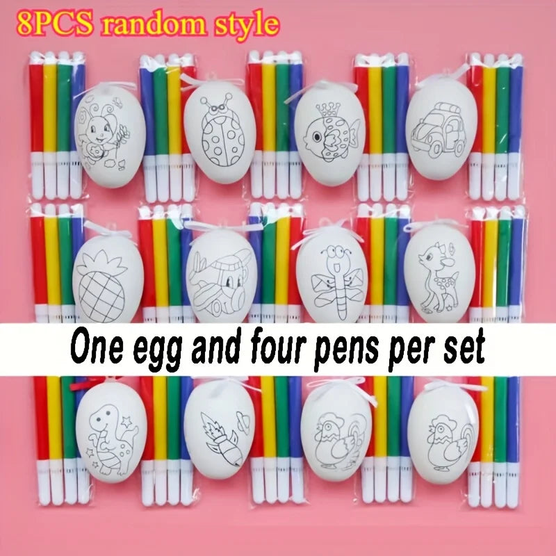 8 Sets of Easter Hand-Painted Plastic Egg Set, Hanging Easter Decorations, a Variety of Different Patterns Peaceful Pleasures Health and Wellness 8 sets