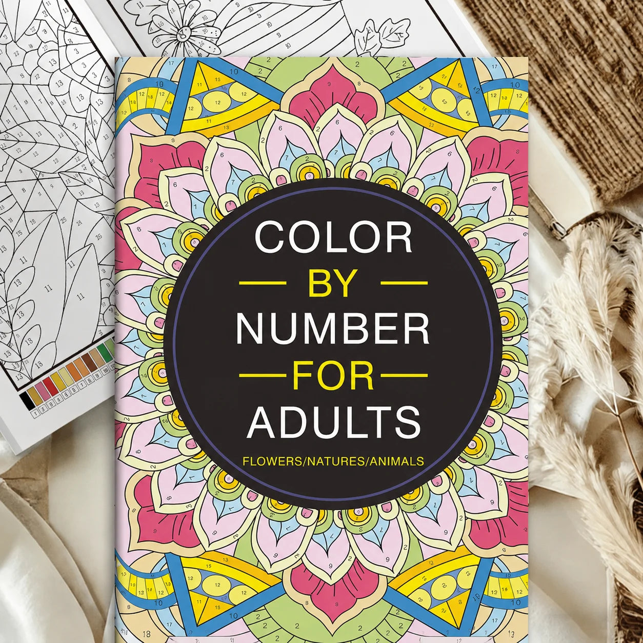 Number Coloring Book Adults 32 Pages Mandala Flower Animal Patterns